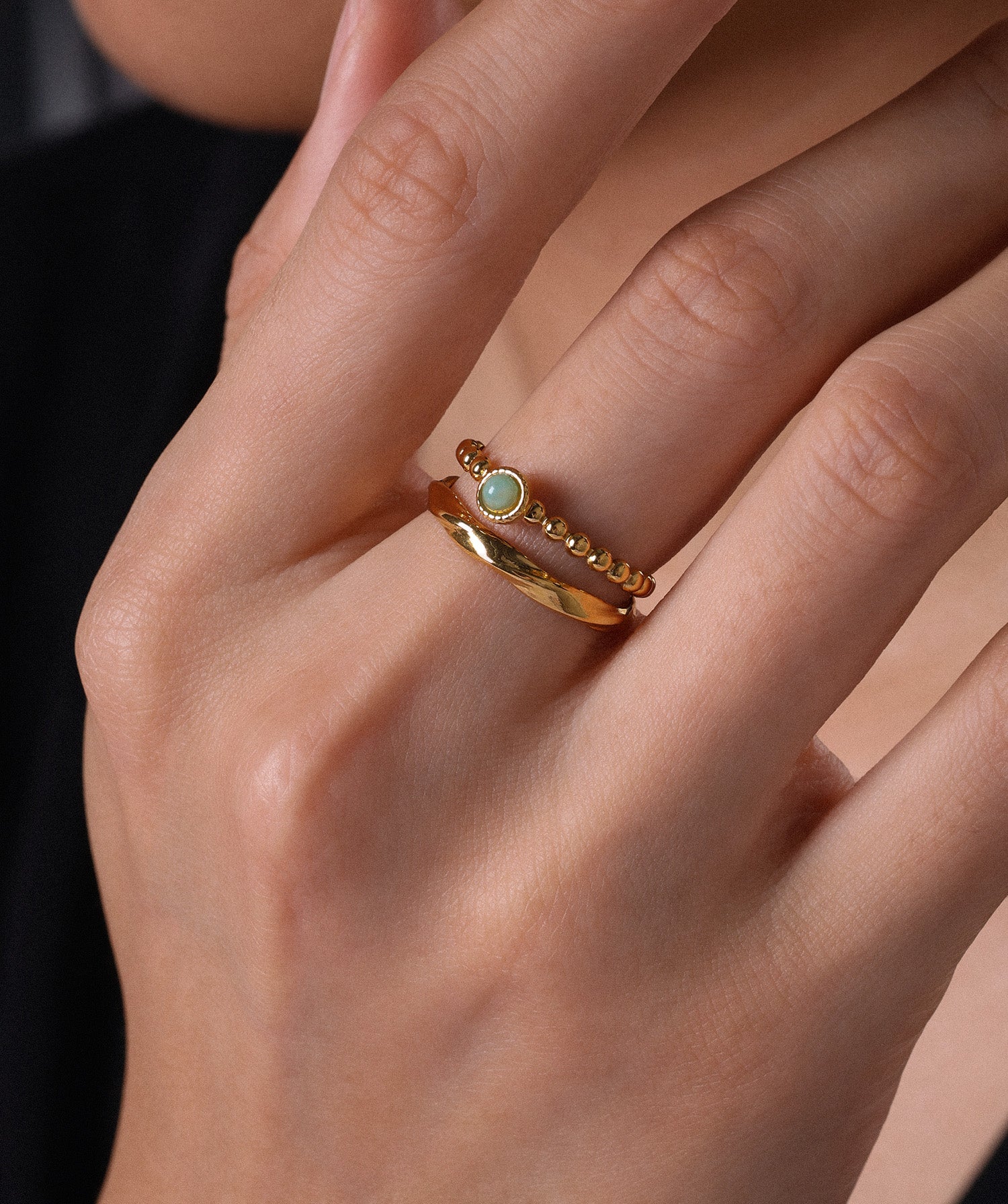 Golden Aqua Ring - OumoJewelry