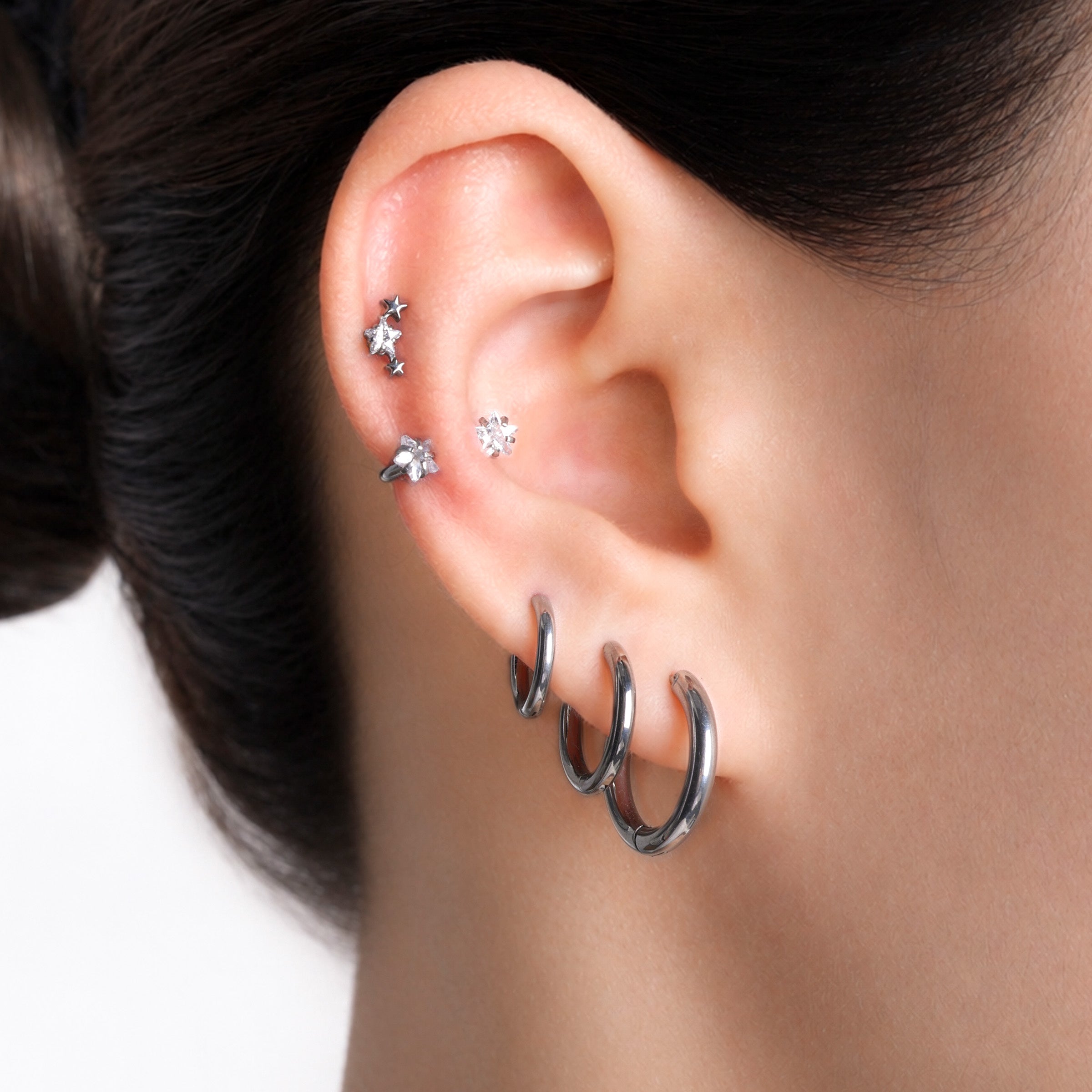 Titanium Basic Hoop Earrings Set