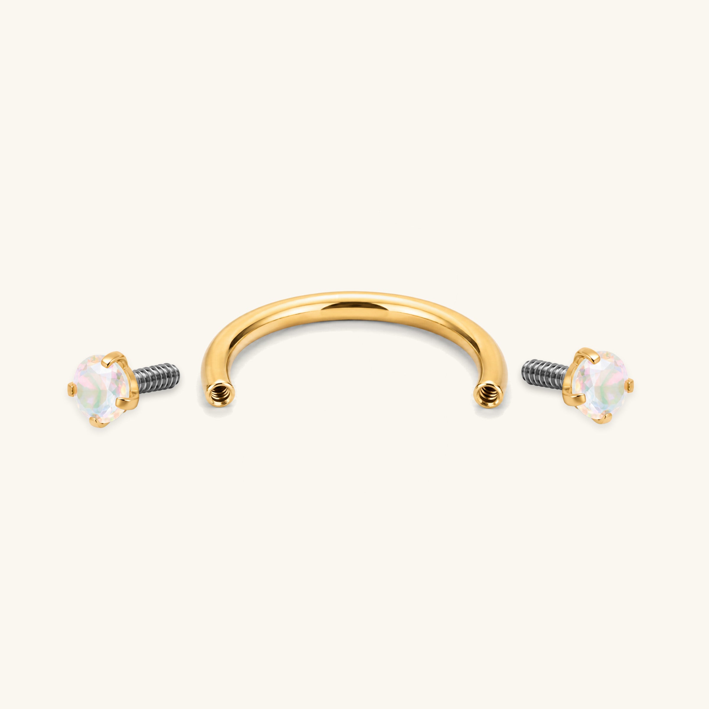 Titanium Gem Horseshoe Ring