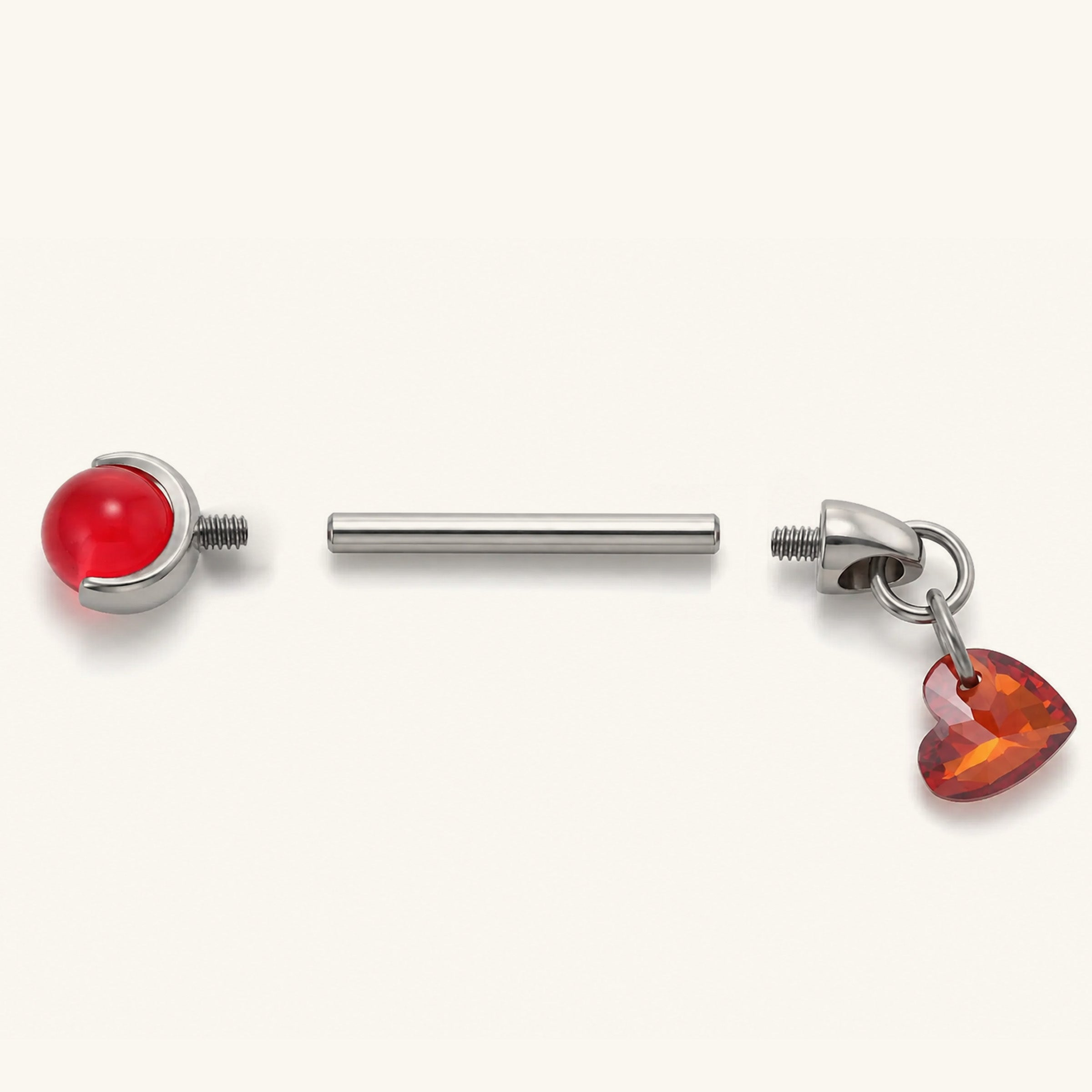 Titanium Heart Dangle Vertical Helix Stud
