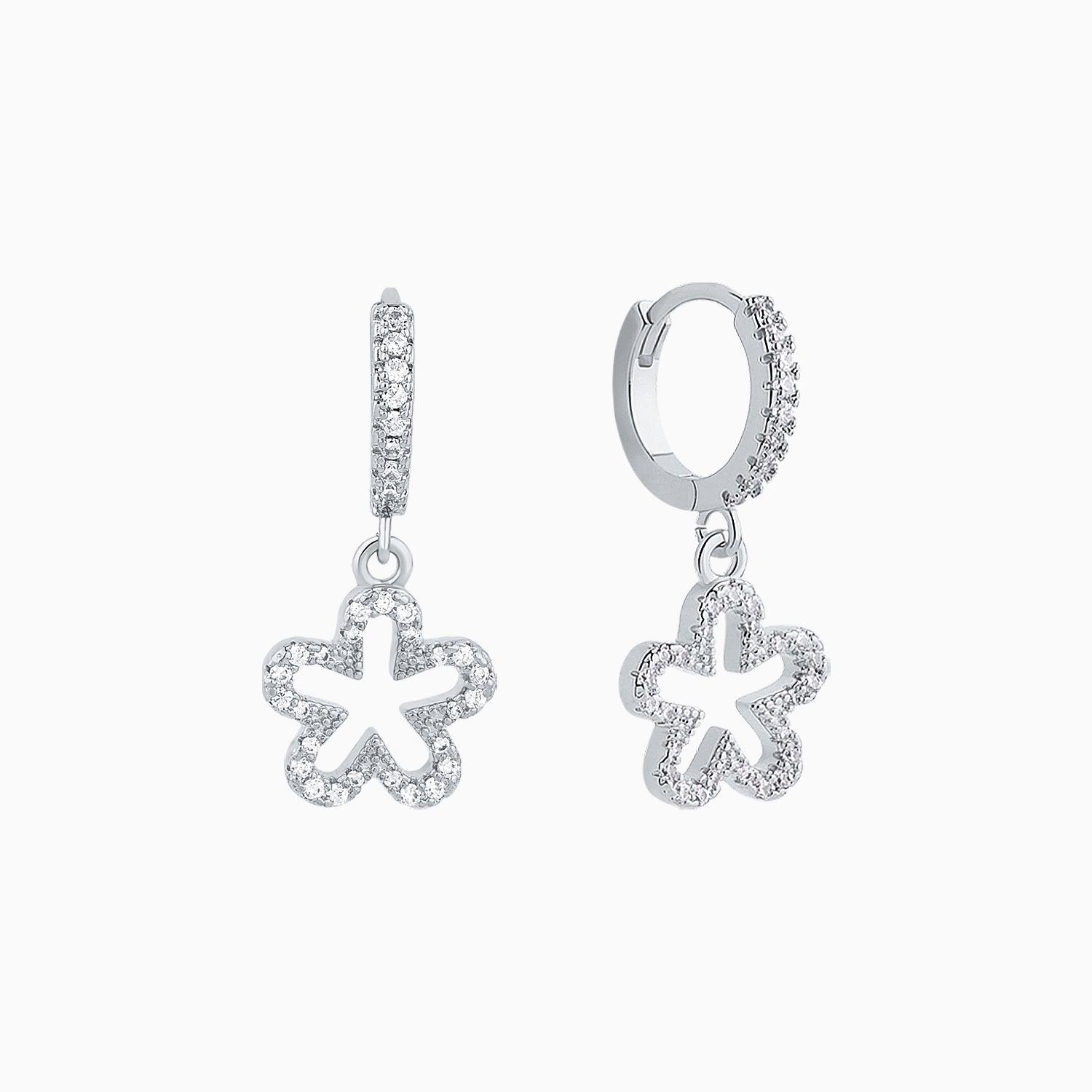 Sparkling Hollow Flower Drops - Brass - Oumo Jewelry