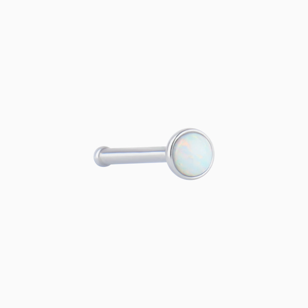 Opal Nose Stud - Stainless Steel - Nostril - Oumo Jewelry