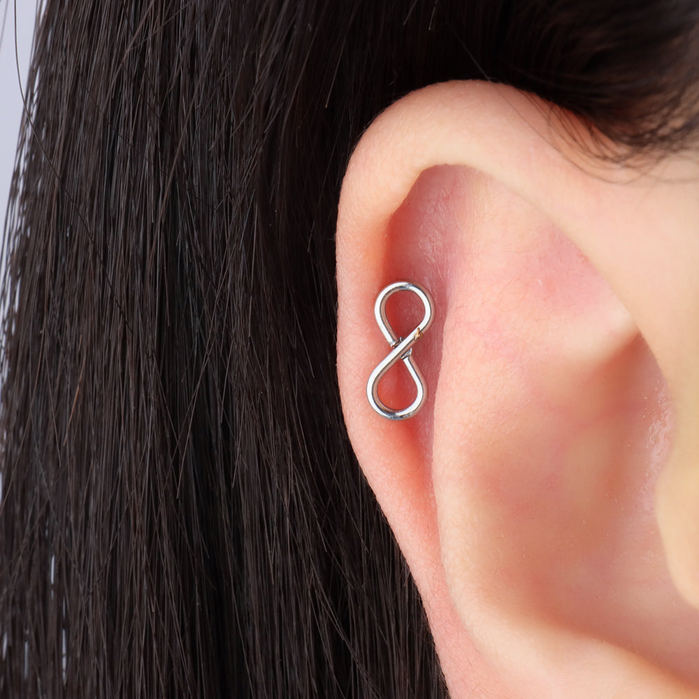 Infinite Flatback Stud - Stainless Steel - Helix, Upper Lobe, Flat - Oumo Jewelry