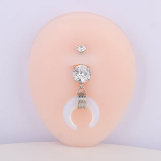 Crescent Opal Belly Ring - OhmoJewelry