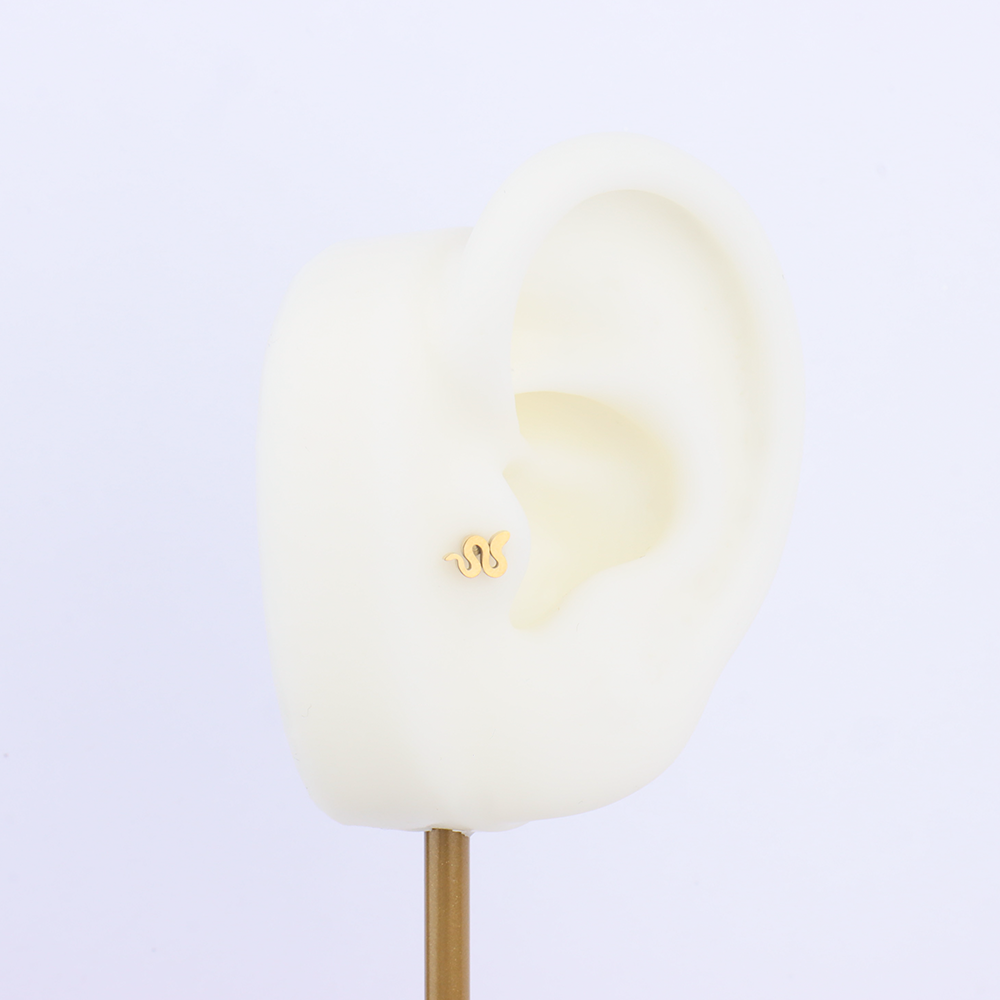 Lively Snake Flatback Stud - Stainless Steel - Helix, Upper Lobe, Conch - Oumo Jewelry
