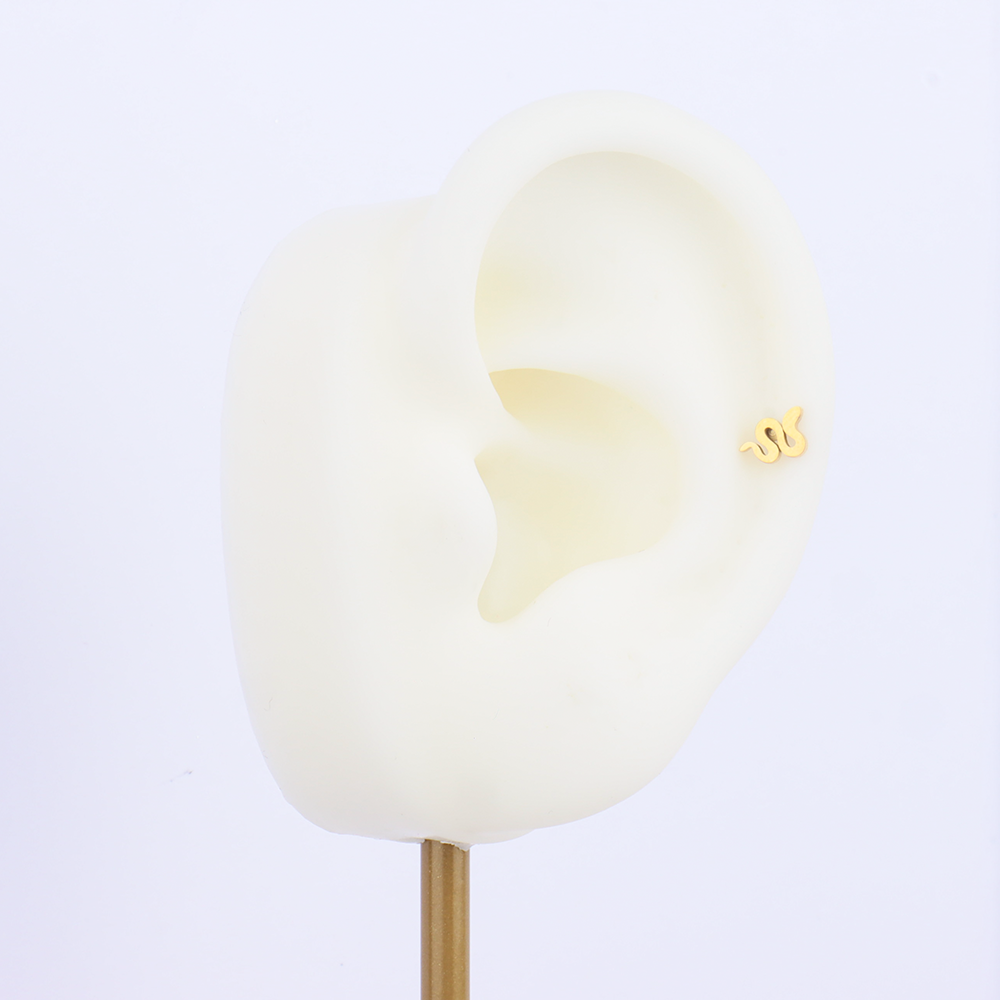 Lively Snake Flatback Stud - Stainless Steel - Helix, Upper Lobe, Conch - Oumo Jewelry
