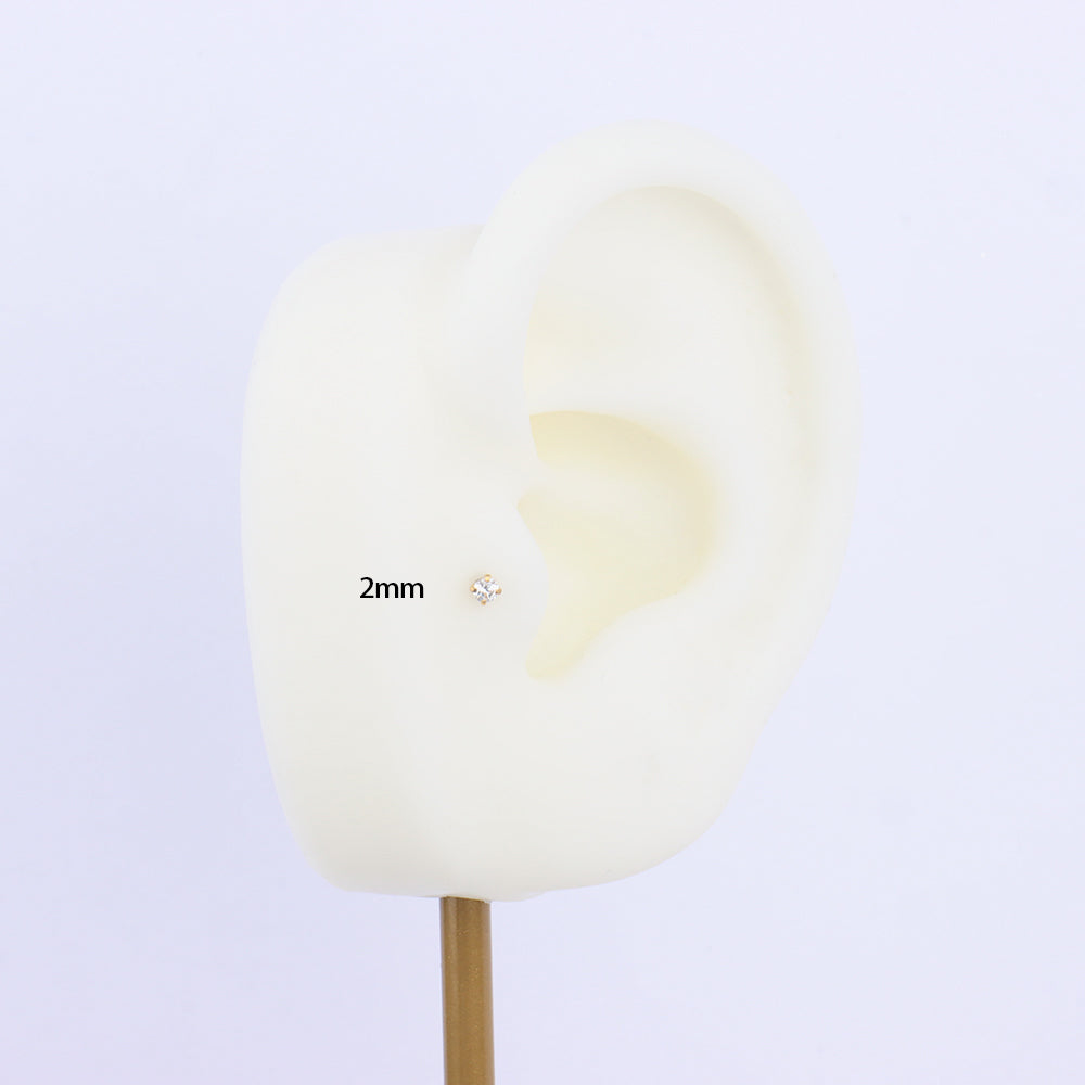 Internal Threaded Flatback Stud - Stainless Steel - Helix, Forward Helix, Upper Lobe - Oumo Jewelry