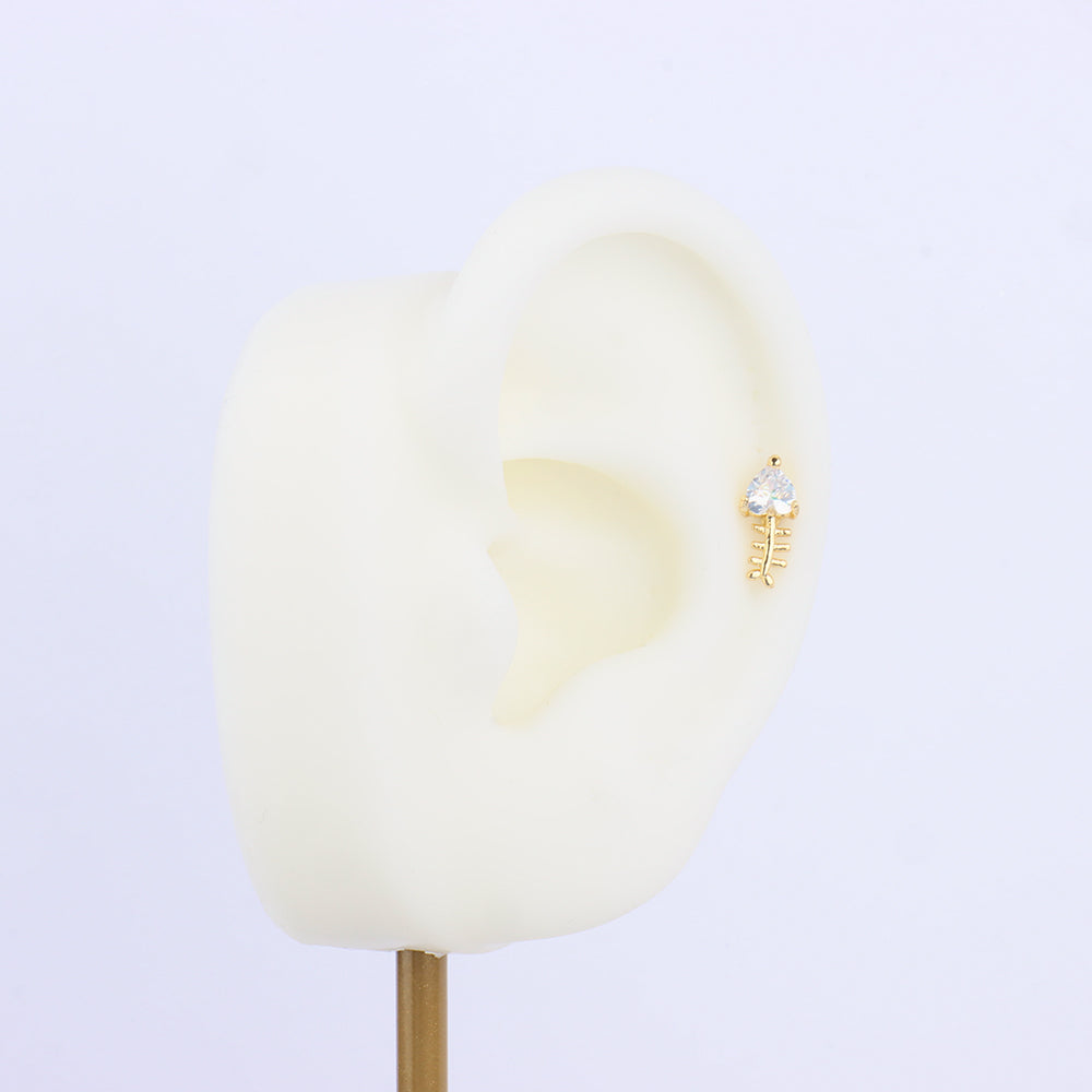 Fish Bone Stud - OhmoJewelry