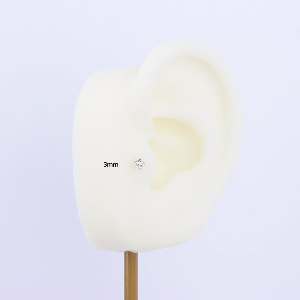 Disco Ball Push-in Flatback Stud - Stainless Steel - Helix, Forward Helix, Upper Lobe - Oumo Jewelry
