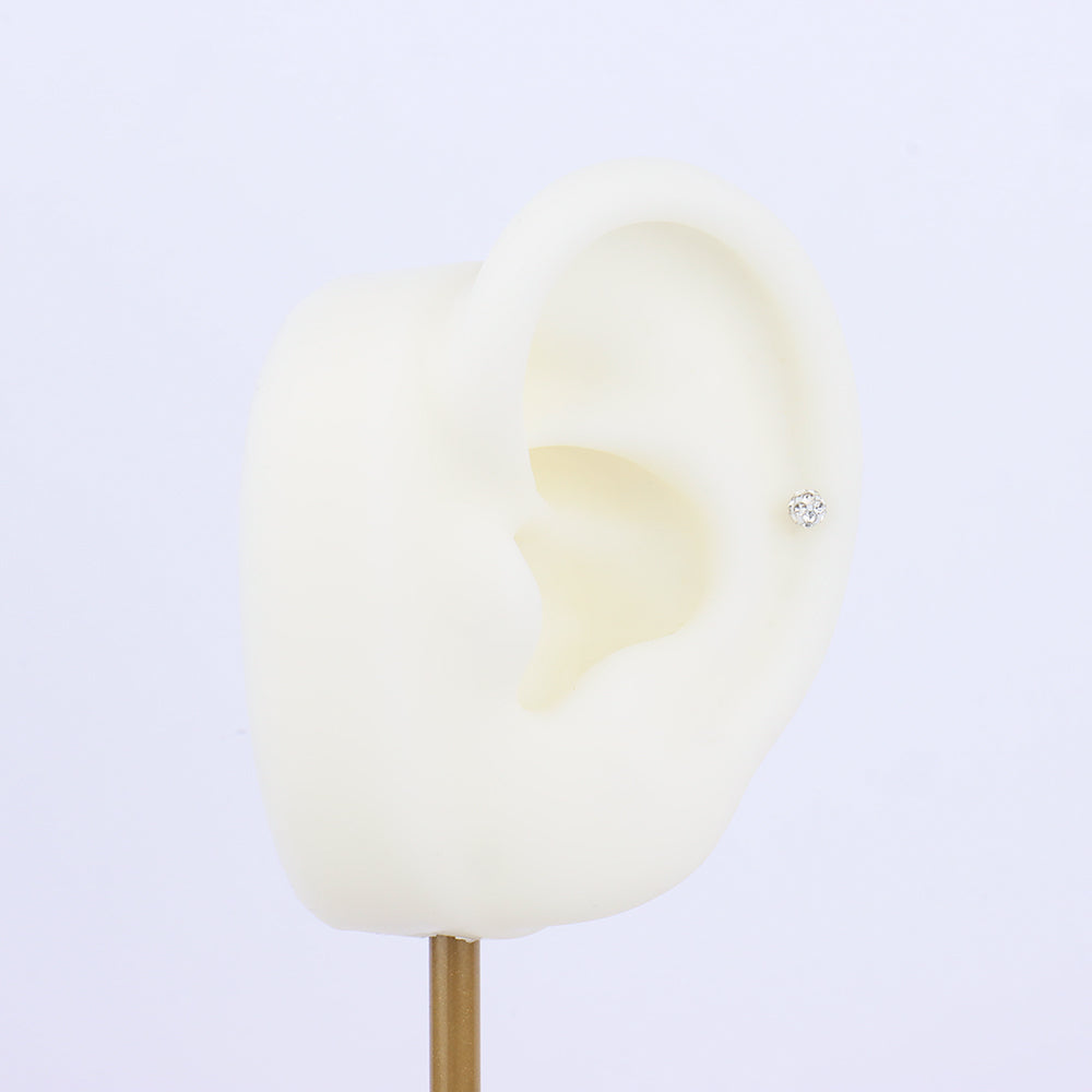Disco Ball Push-in Flatback Stud - Stainless Steel - Helix, Forward Helix, Upper Lobe - Oumo Jewelry