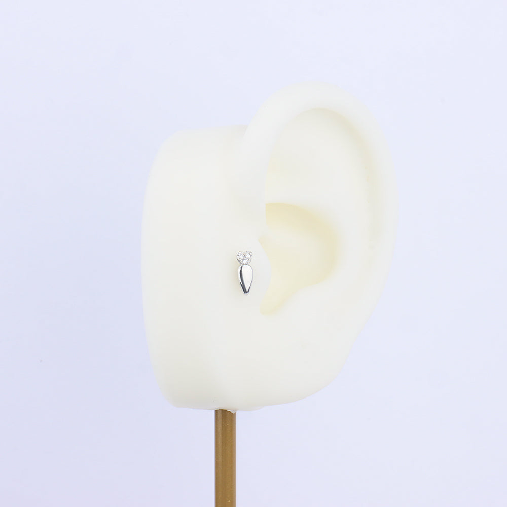 Titanium Cute Radish Flatback Stud - Titanium - Helix, Flat, Upper Lobe - Oumo Jewelry
