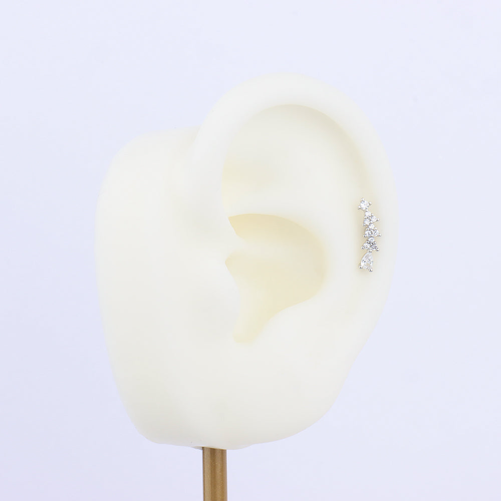 Wheat Ear Flatback Stud - Stainless Steel - Helix, Upper Lobe, Flat - Oumo Jewelry