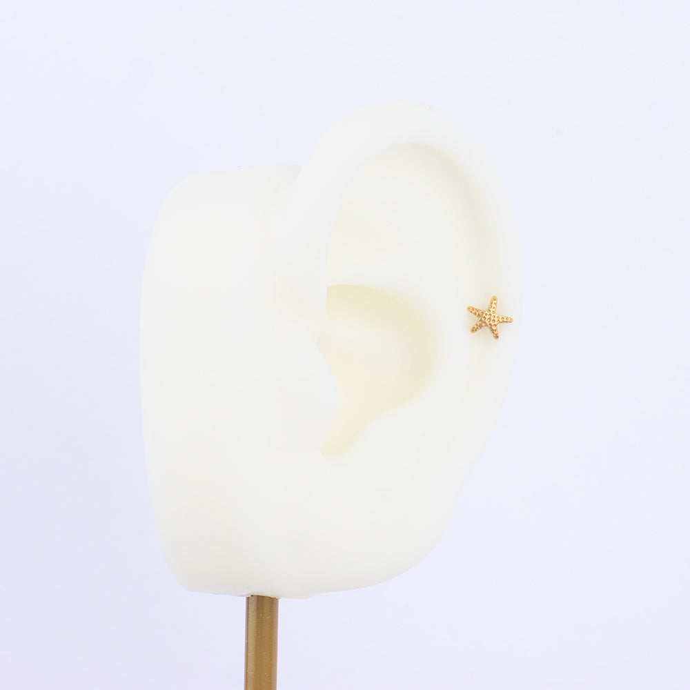 Titanium Starfish Flatback Stud - Titanium - Helix, Forward Helix, Upper Lobe - Oumo Jewelry