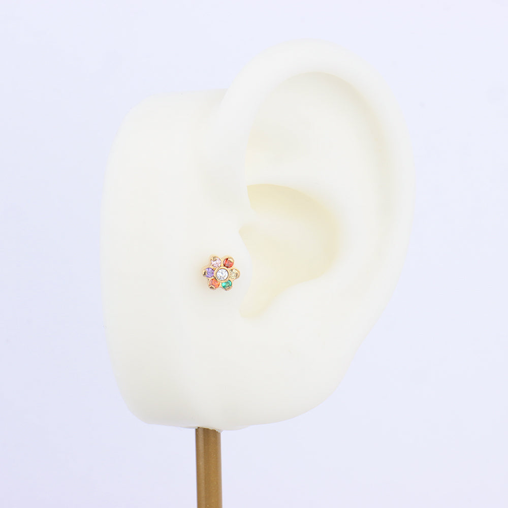 Rainbow Gem Flower Stud - OhmoJewelry