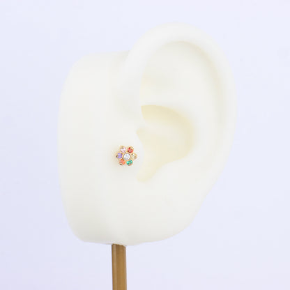 Rainbow Gem Flower Stud - OhmoJewelry