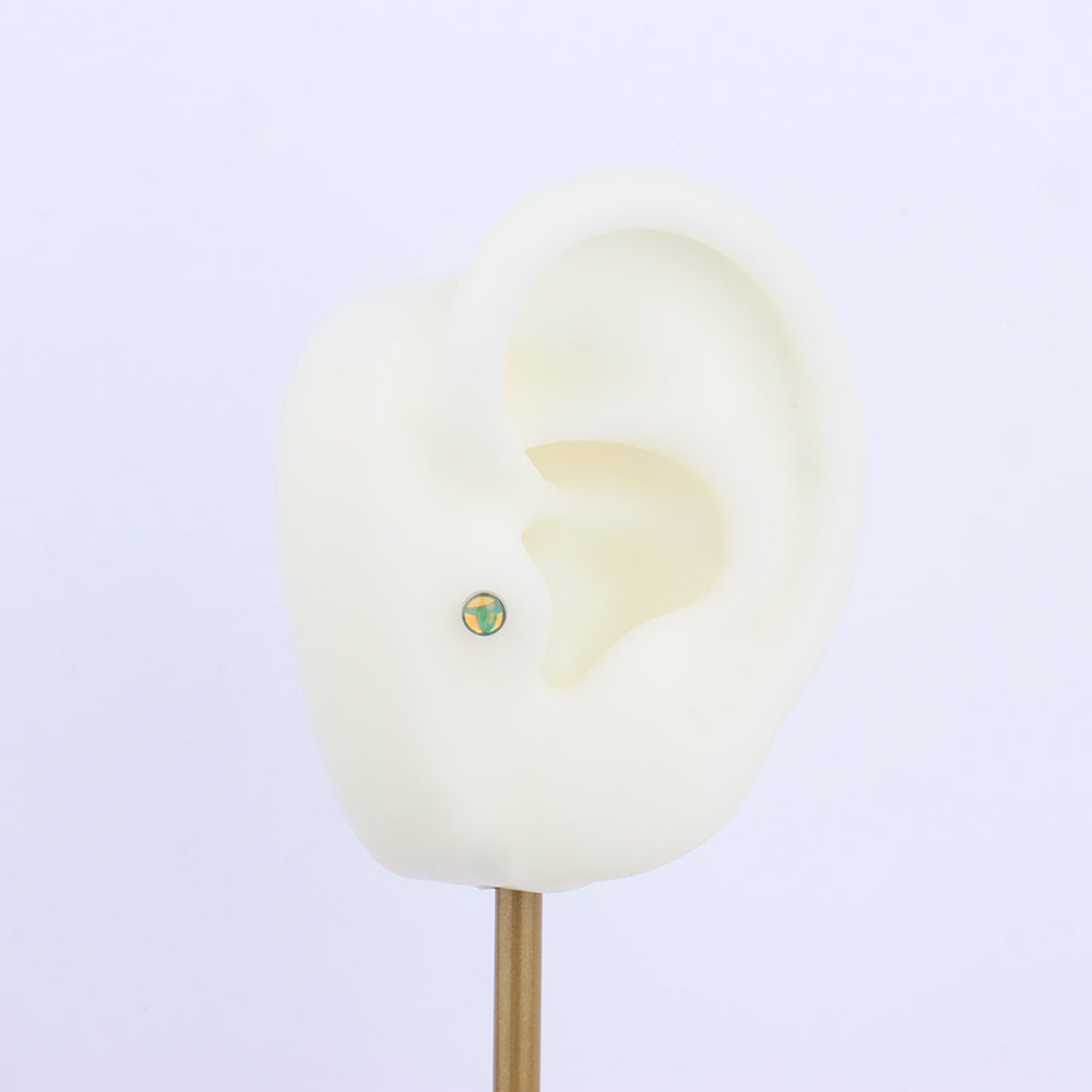Titanium Opal Labret Flatback Stud - Titanium - Helix, Forward Helix, Upper Lobe - Oumo Jewelry