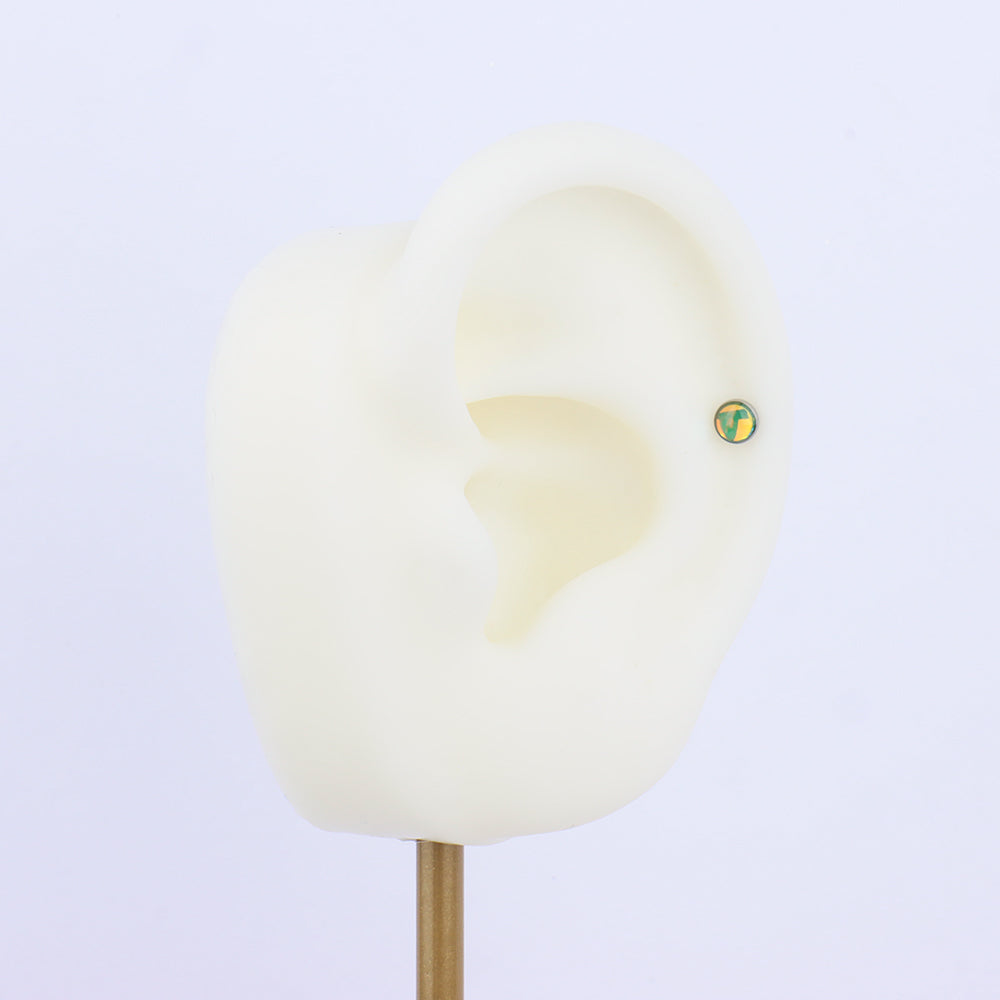 Titanium Opal Labret Flatback Stud - Titanium - Helix, Forward Helix, Upper Lobe - Oumo Jewelry