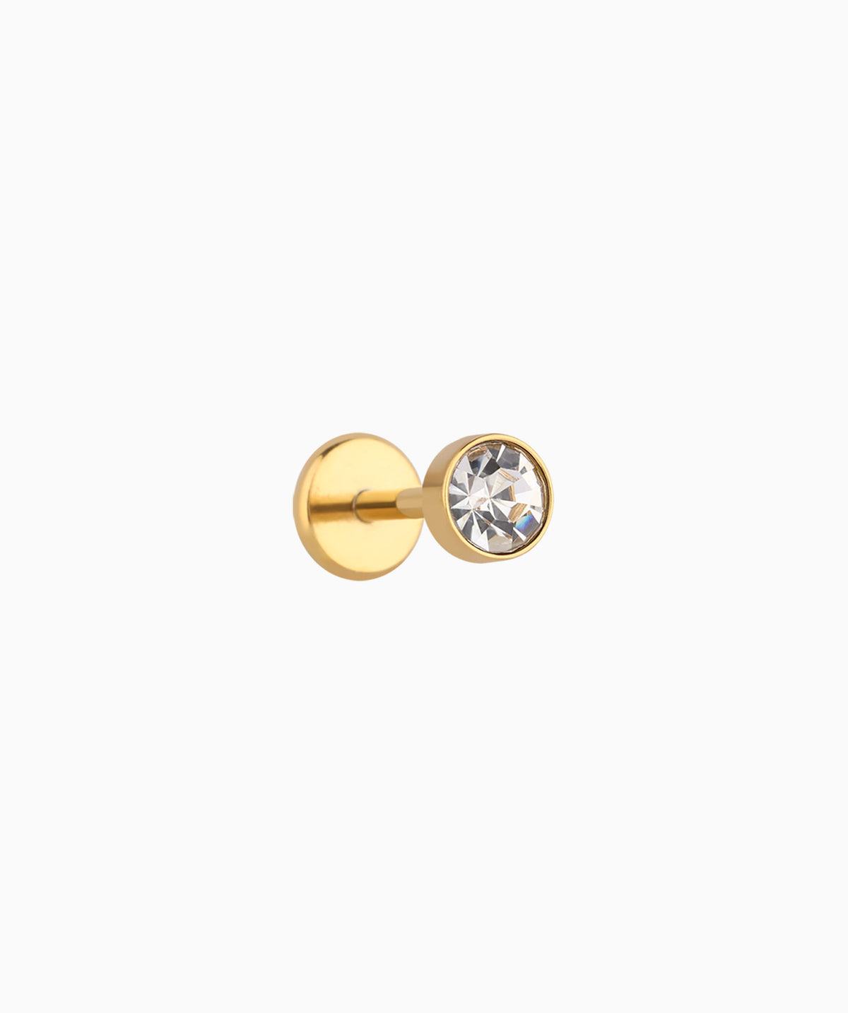 Basic Gem Flatback Stud - Stainless Steel - Helix, Forward Helix, Upper Lobe - Oumo Jewelry