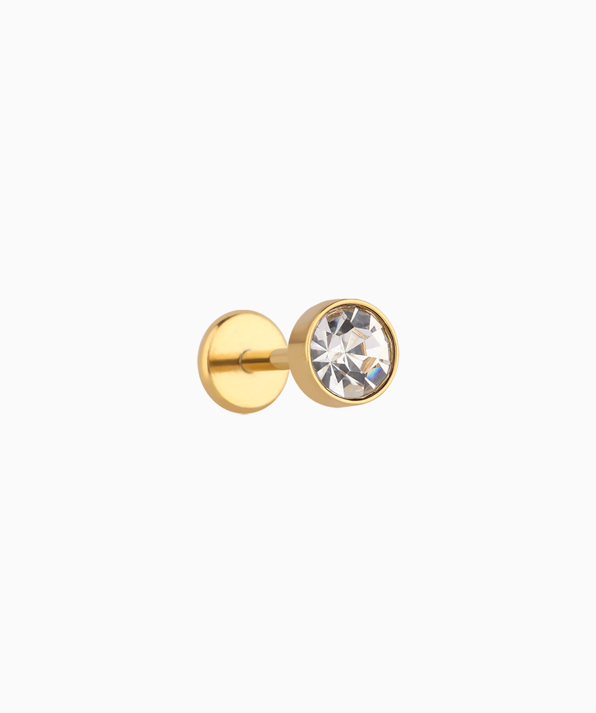 Basic Gem Flatback Stud - Stainless Steel - Helix, Forward Helix, Upper Lobe - Oumo Jewelry