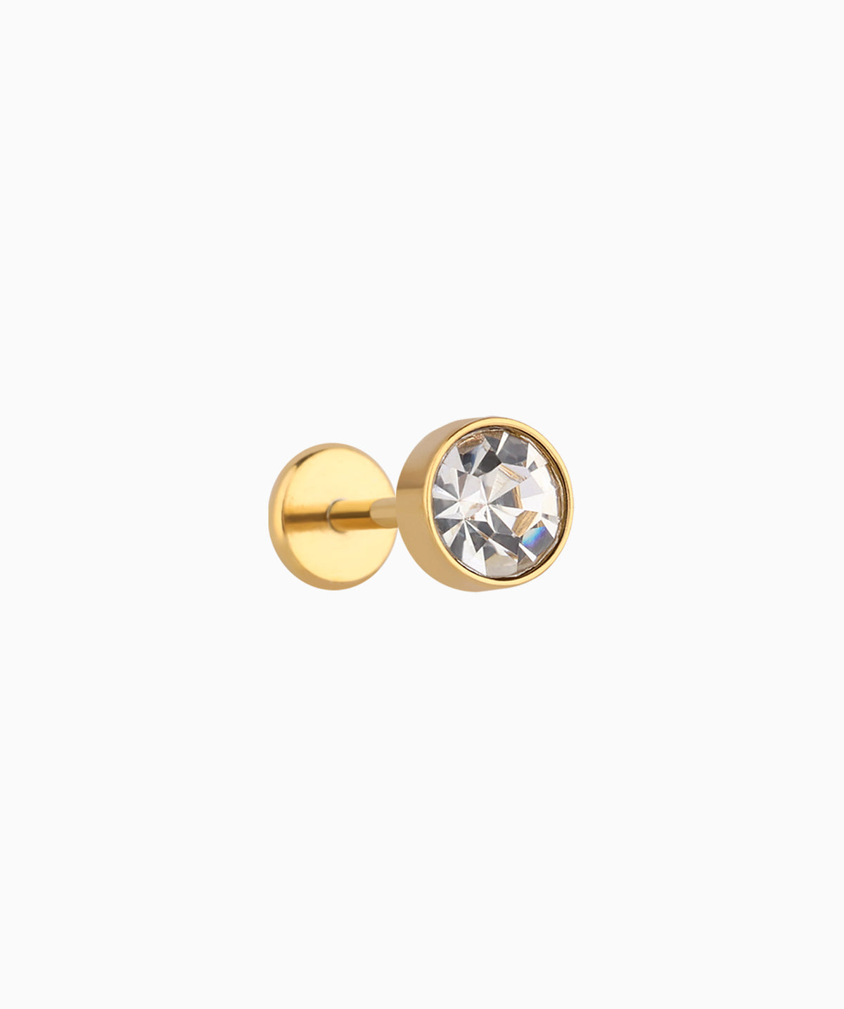 Basic Gem Flatback Stud - Stainless Steel - Helix, Forward Helix, Upper Lobe - Oumo Jewelry