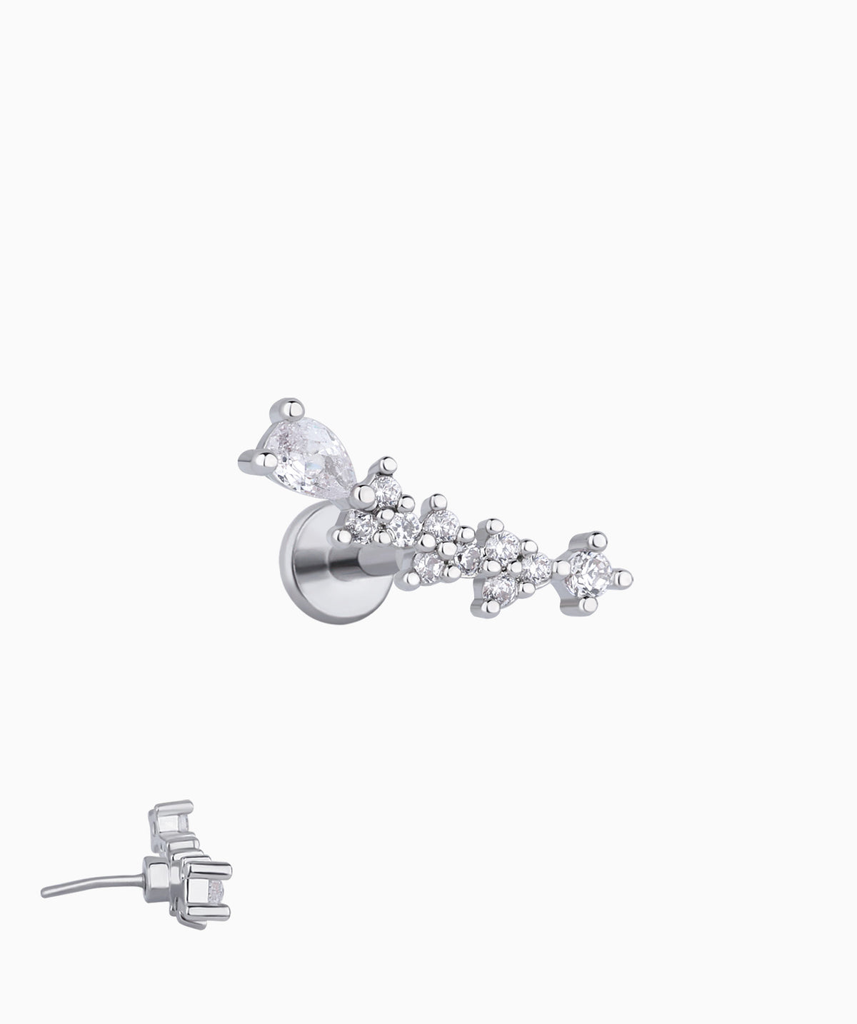 Wheat Ear Flatback Stud - Stainless Steel - Helix, Upper Lobe, Flat - Oumo Jewelry