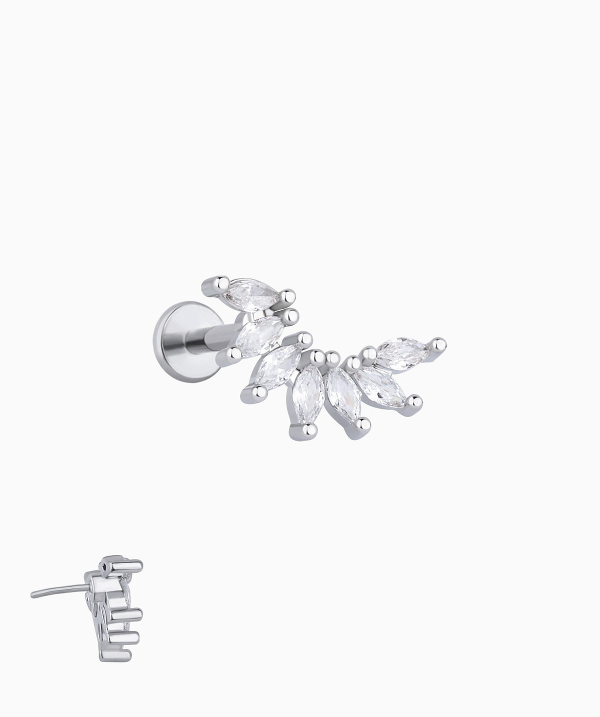 Angel Wing Flatback Stud - Stainless Steel - Helix, Upper Lobe, Flat - Oumo Jewelry