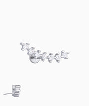Curved Gemstone Flatback Stud - Stainless Steel - Helix, Upper Lobe, Flat - Oumo Jewelry