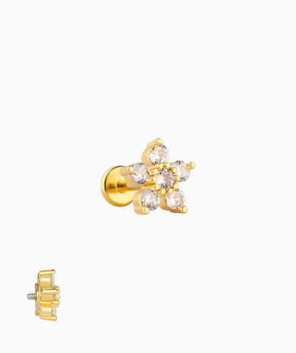 Glitter Flower Flatback Stud