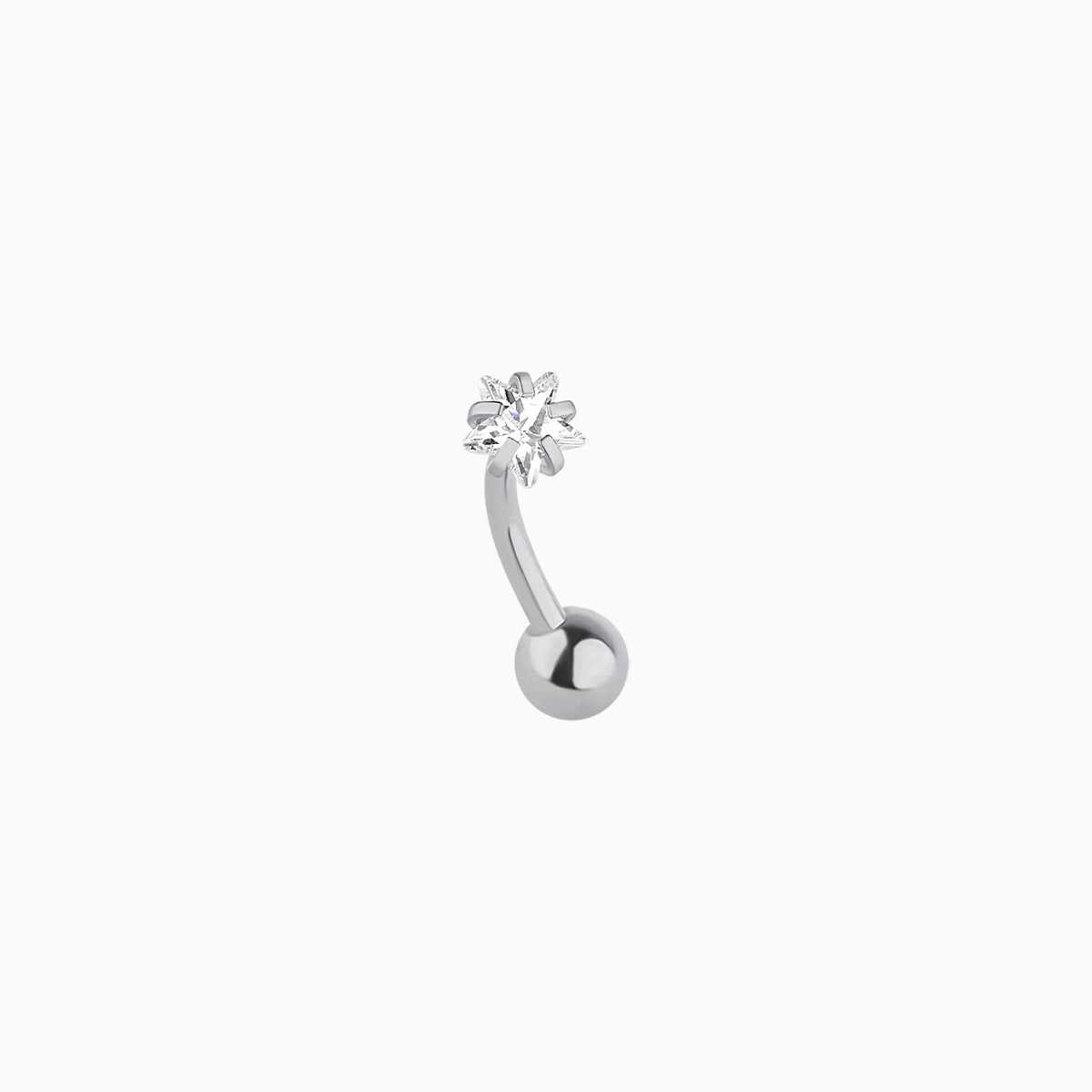 Shining Star Curved Barbell - Stainless Steel - Rook, Eyebrow, Vertical Labret - Oumo Jewelry