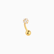 Shining Star Curved Barbell - Stainless Steel - Rook, Eyebrow, Vertical Labret - Oumo Jewelry