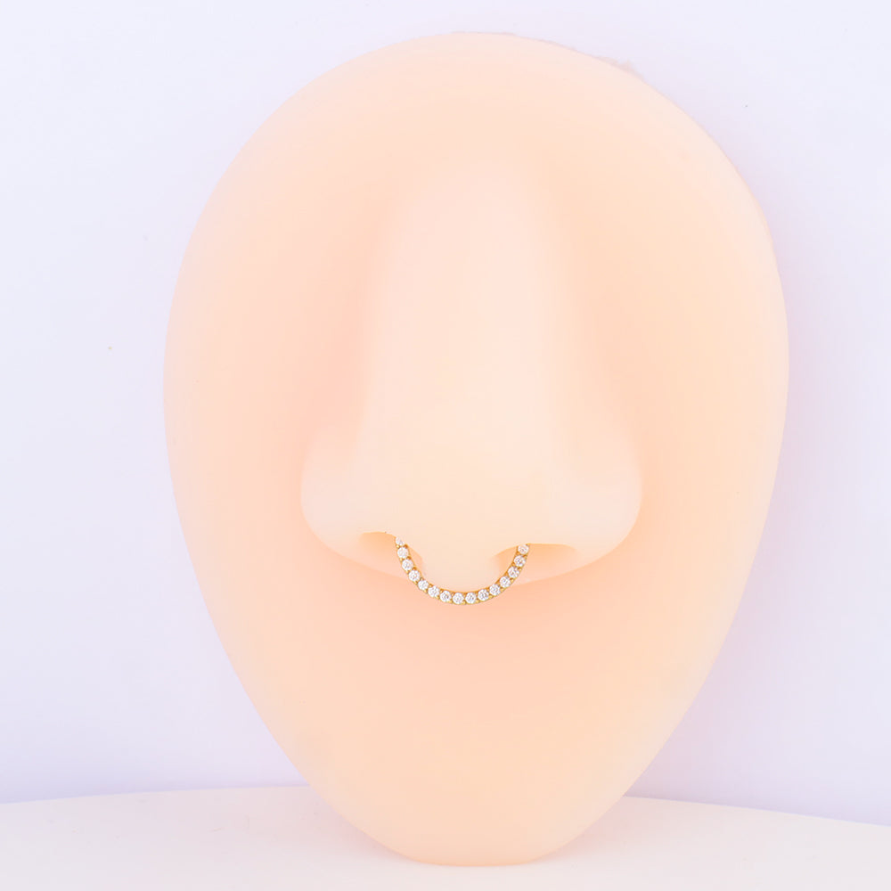 Shiny Gemstones Clicker Hoop - Stainless Steel - Daith, Septum - Oumo Jewelry