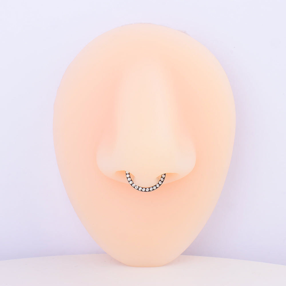 Shiny Gemstones Clicker Hoop - Stainless Steel - Daith, Septum - Oumo Jewelry