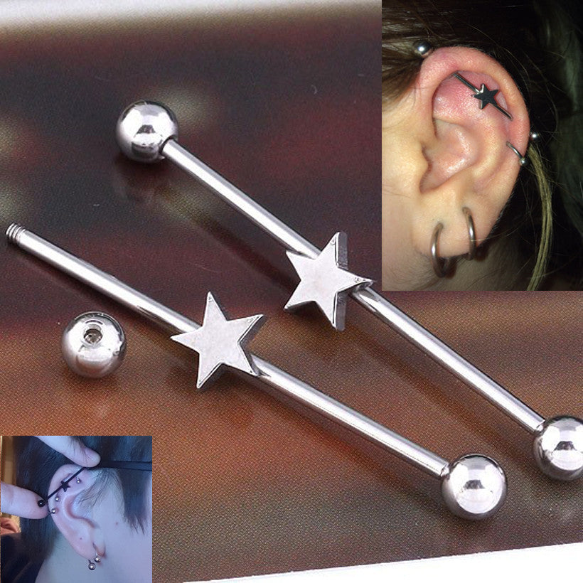Star Industrial Piercing - Stainless Steel - Industrial - Oumo Jewelry