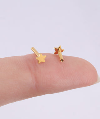Star Internal Threaded Flat Back Post (Titanium) - OumoJewelry