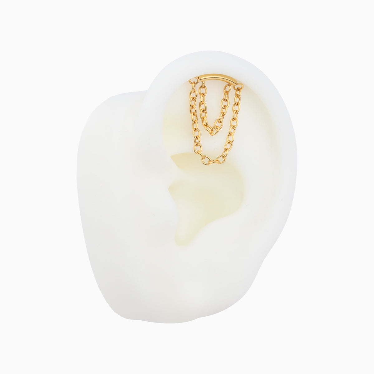 Double Chain Flatback Earring - Stainless Steel - Flat - Oumo Jewelry