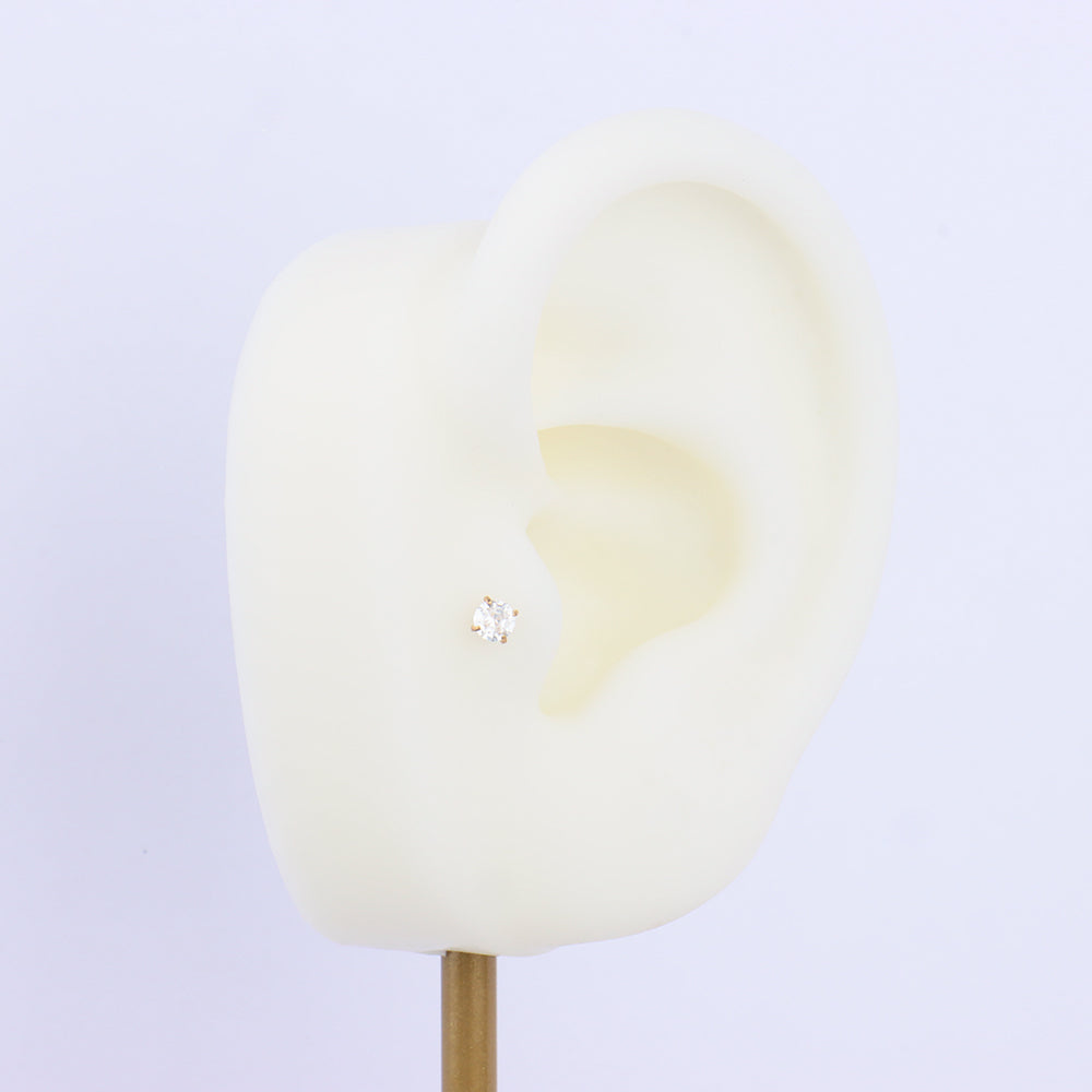 Internal Threaded Flatback Stud - Stainless Steel - Helix, Forward Helix, Upper Lobe - Oumo Jewelry
