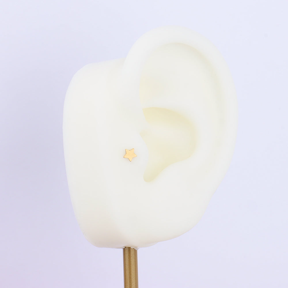 Basic Star Flatback Stud - Stainless Steel - Helix, Forward Helix, Upper Lobe - Oumo Jewelry