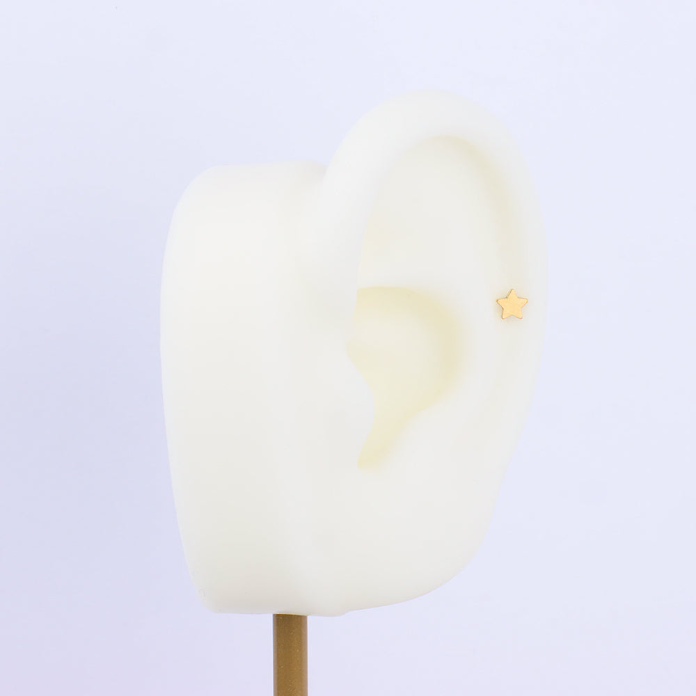 Basic Star Flatback Stud - Stainless Steel - Helix, Forward Helix, Upper Lobe - Oumo Jewelry