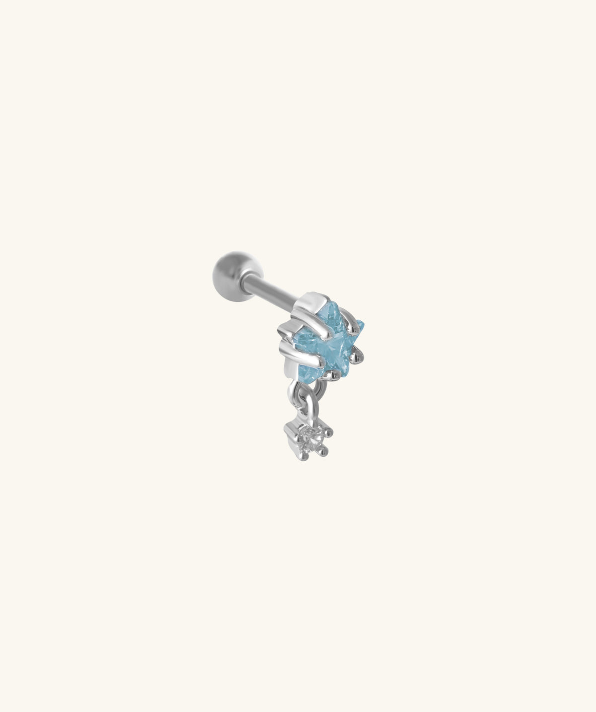 Star Gem Drop - Stainless Steel - Upper Lobe, Flat - Oumo Jewelry