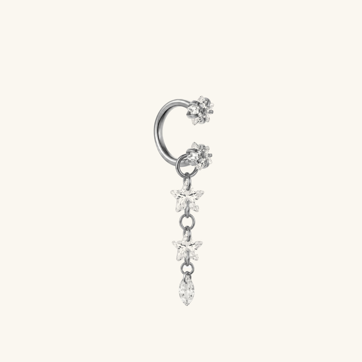 Starfall Chain Charm Horseshoe Ring - OumoJewelry