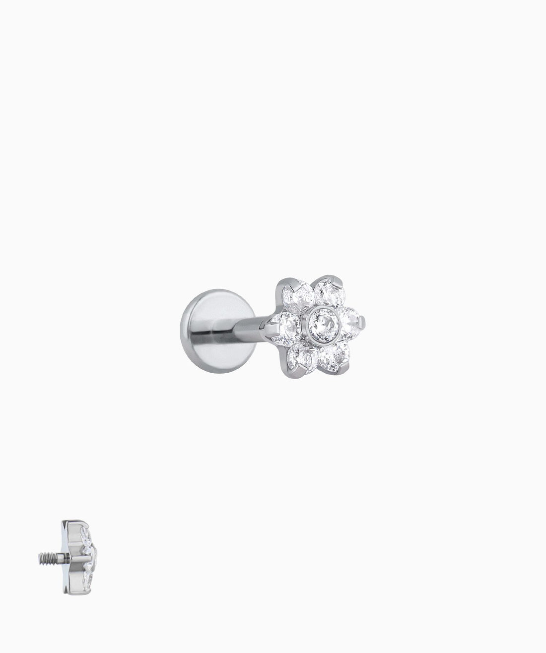 Titanium Flower Flatback Stud