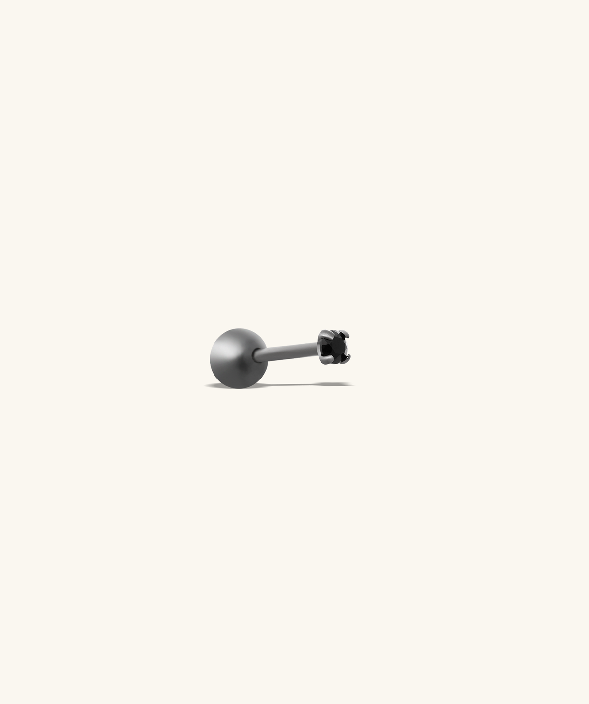 Basic Black Gemstone Stud - Sterling Silver 925 - Upper Lobe, Helix, Flat - Oumo Jewelry