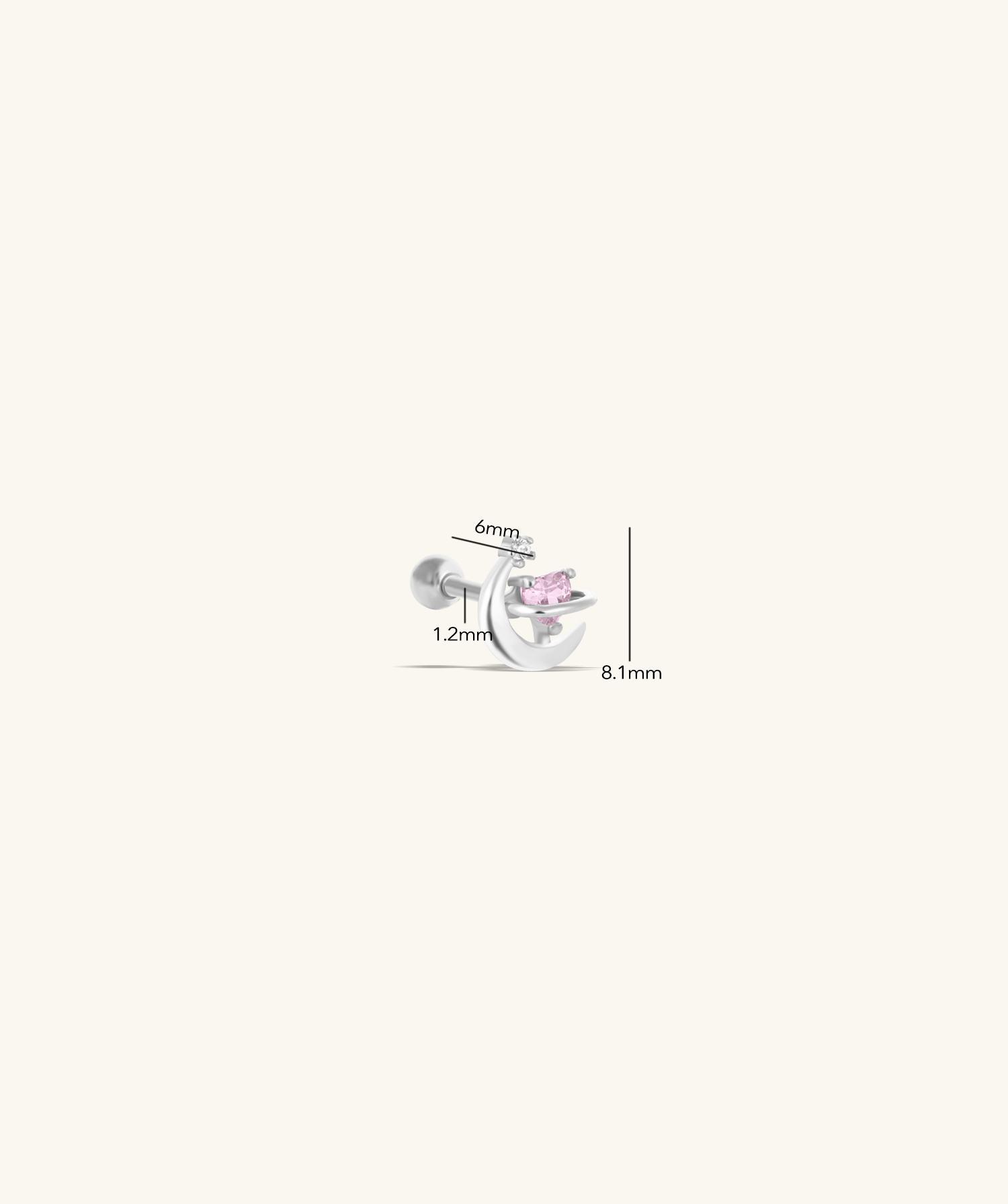 Charming Heart Moon Stud - OumoJewelry