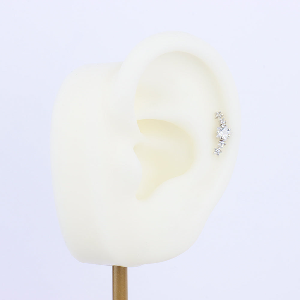 Dazzling Star Flatback Stud - Stainless Steel - Helix, Upper Lobe, Flat - Oumo Jewelry