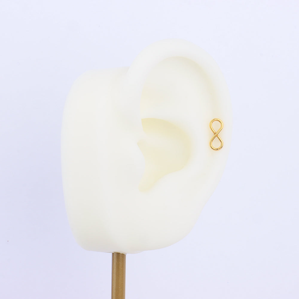 Infinite Flatback Stud - Stainless Steel - Helix, Upper Lobe, Flat - Oumo Jewelry