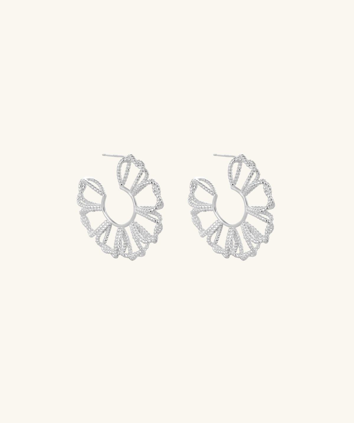 Floral Woven Hoop Earrings - Lobe - Oumo Jewelry