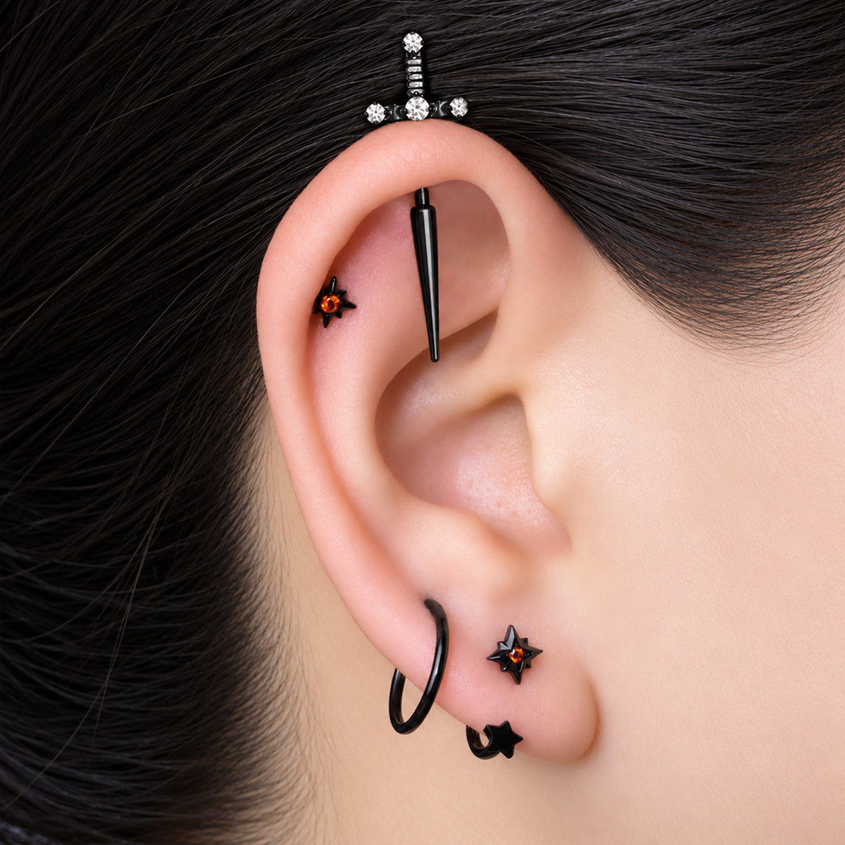 Titanium Sword Vertical Helix Stud