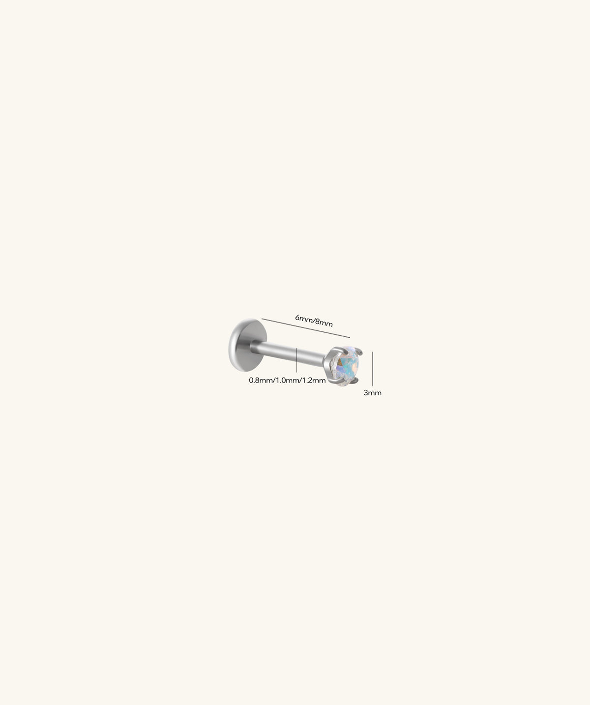 Titanium Threadless Flatback Stud - Titanium - Helix, Forward Helix, Upper Lobe - Oumo Jewelry