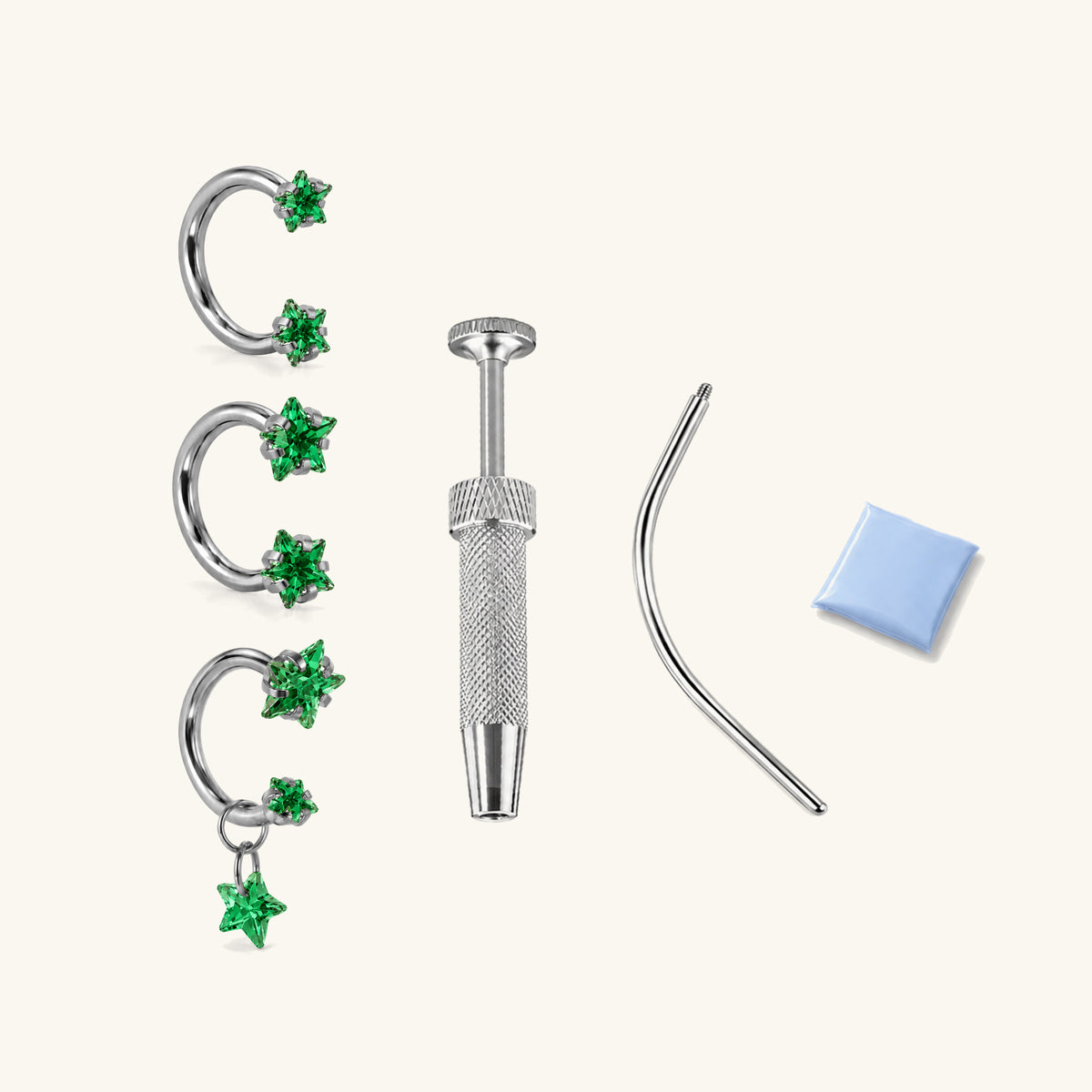Titanium Starry Horseshoe Piercing Kit - OumoJewelry