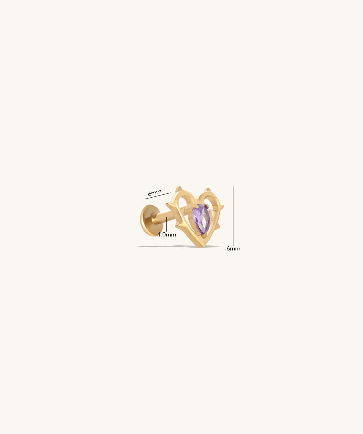 Titanium Thorn Heart Stud - Titanium - Upper Lobe, Helix, Conch - Oumo Jewelry
